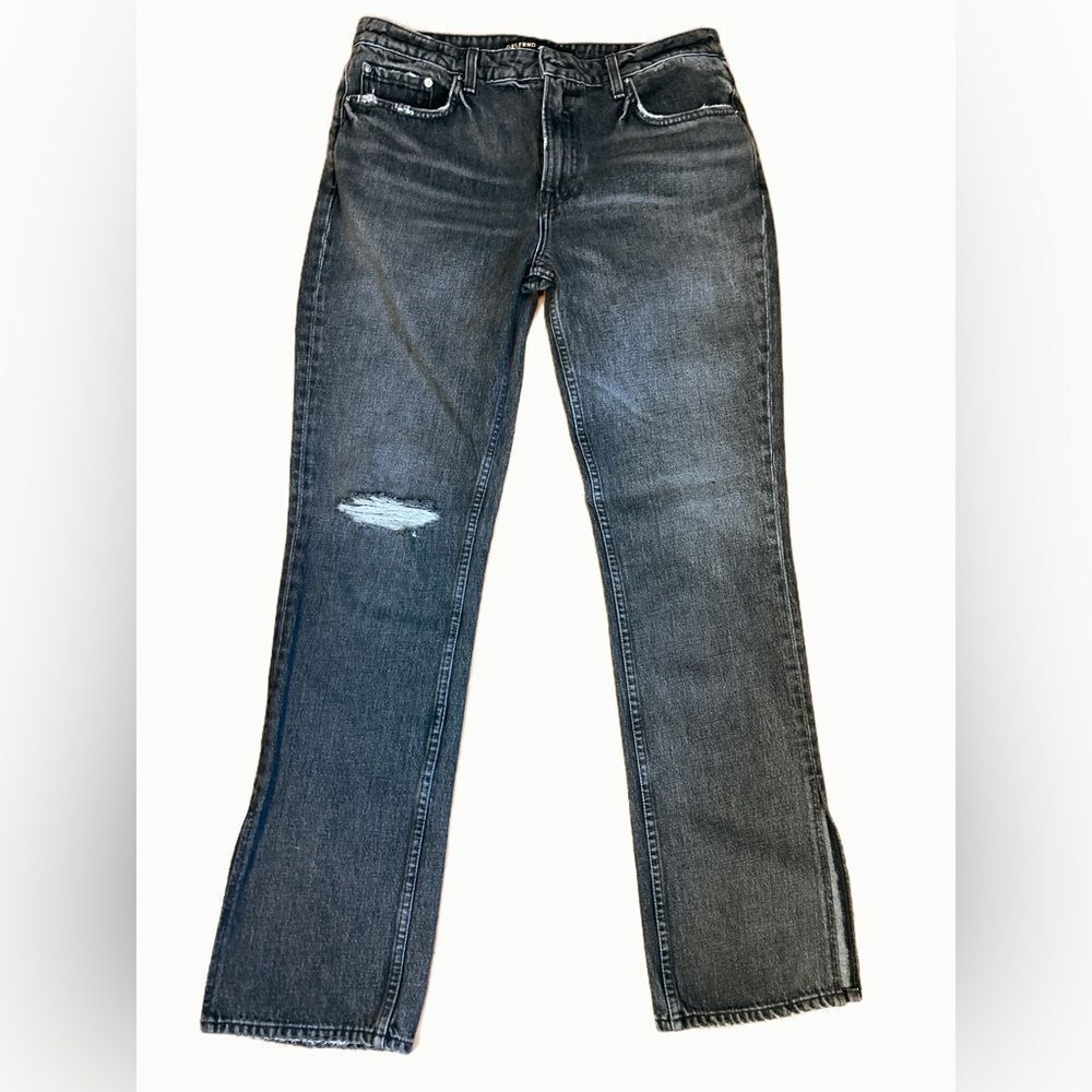 Grlfrnd Hailey Black gray Distressed Jeans with split hem - Picture 2 of 7